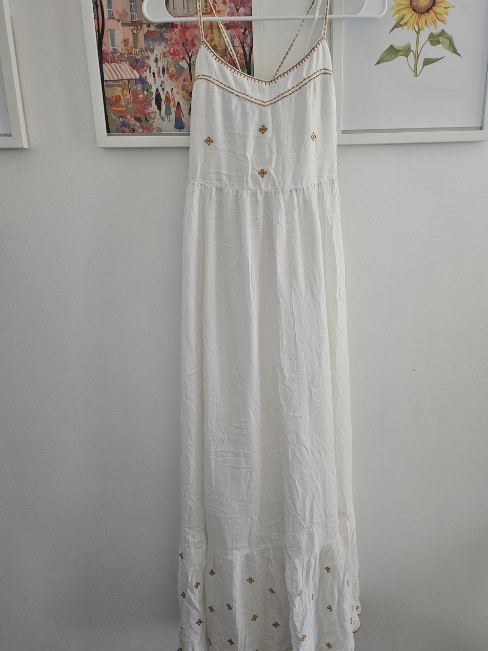 Women’s White Embroidered Maxi Dress